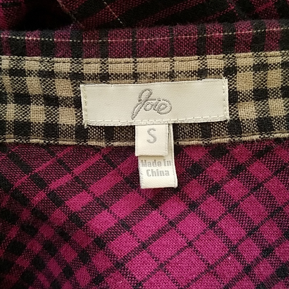 Joie women S "Fara" plaid tuxedo shirt flannel - Picture 7 of 7